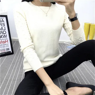 6 Colors Sweaters Women 2016 Hot Sale Winter O-neck Long Sleeve  Pullovers Knitted Sweater Female Warm Tops