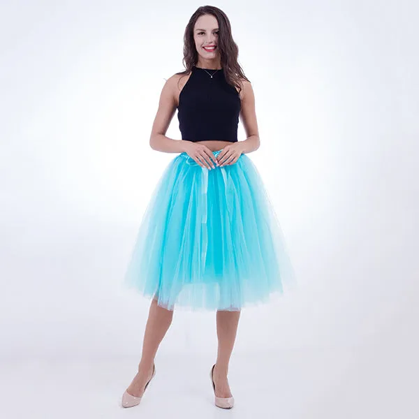 7 Layers High Waist Women Tulle Skirt American Apparel Tutu Skirts Womens Lolita Petticoat 2017 Summer Faldas Saia Jupe