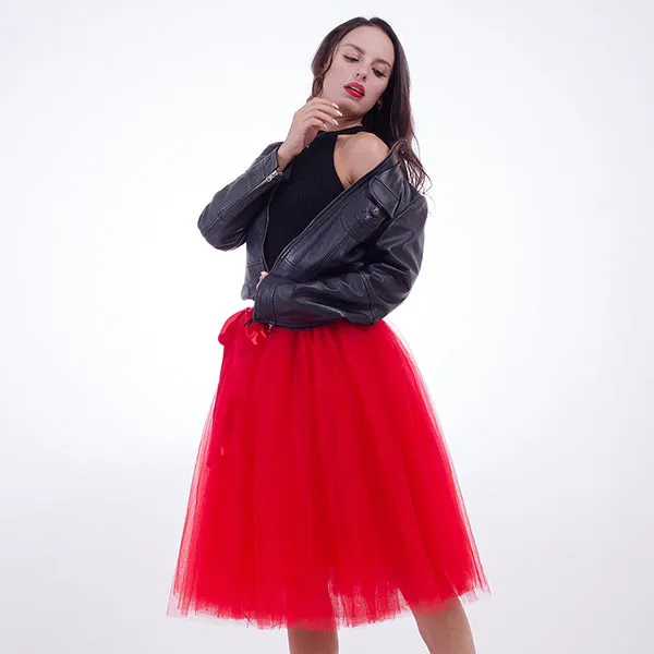 7 Layers High Waist Women Tulle Skirt American Apparel Tutu Skirts Womens Lolita Petticoat 2017 Summer Faldas Saia Jupe