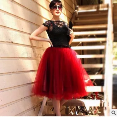 7 Layers High Waist Women Tulle Skirt American Apparel Tutu Skirts Womens Lolita Petticoat 2017 Summer Faldas Saia Jupe