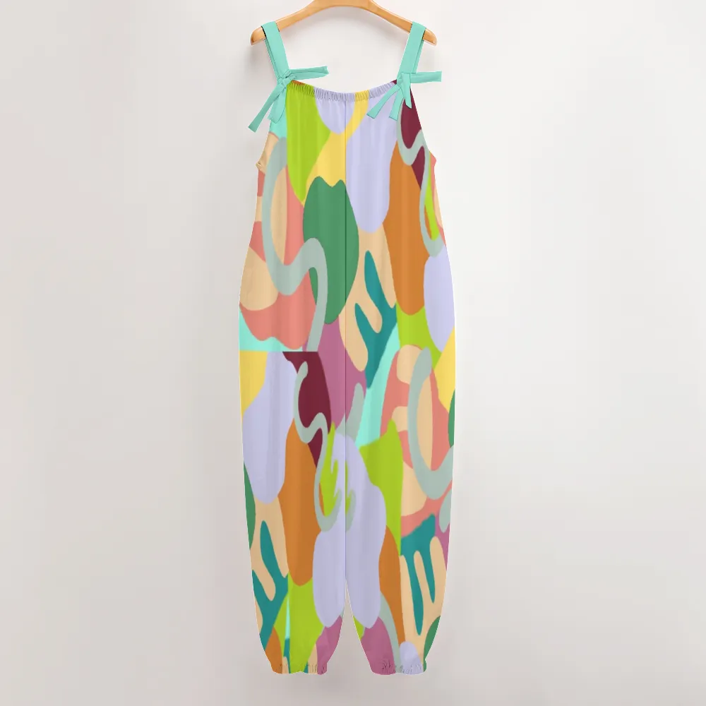 Abstract Wild Women's Jumpsuit with Suspenders