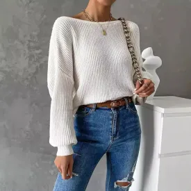 Backless Sweater Long Sleeve Long Sleeve Knitted