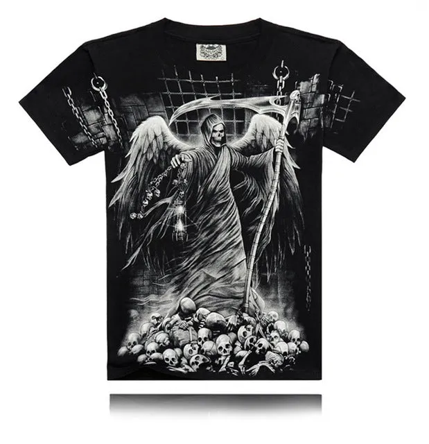 Black Heavy Metal 3D T Shirt  Man Skeleton Jesus Bob Marley Che Guevara Kung Fu Metallica Summer Fashion Cotton Rock Music Tops