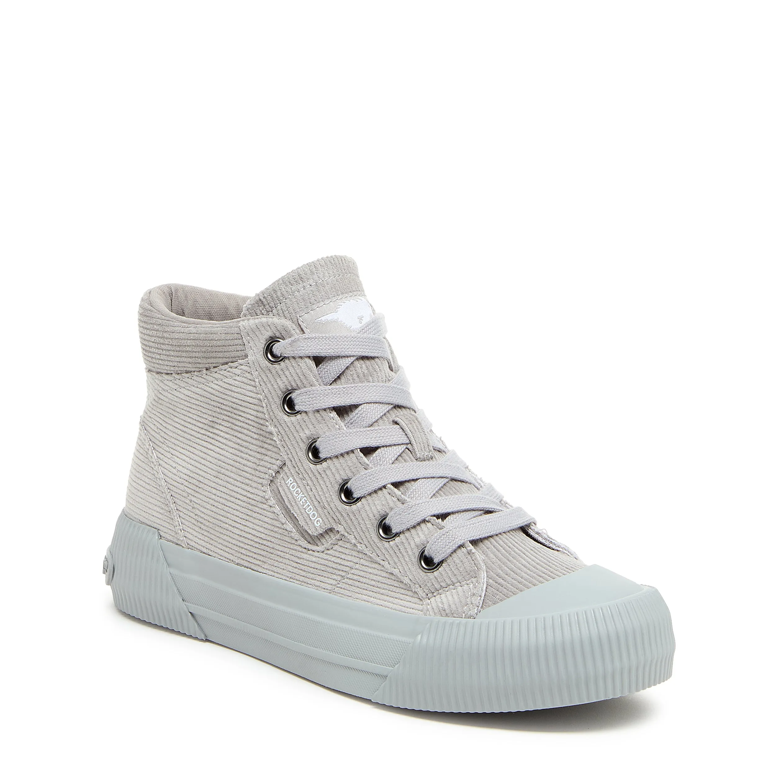 Cheery Grey Corduroy High-top Trainers