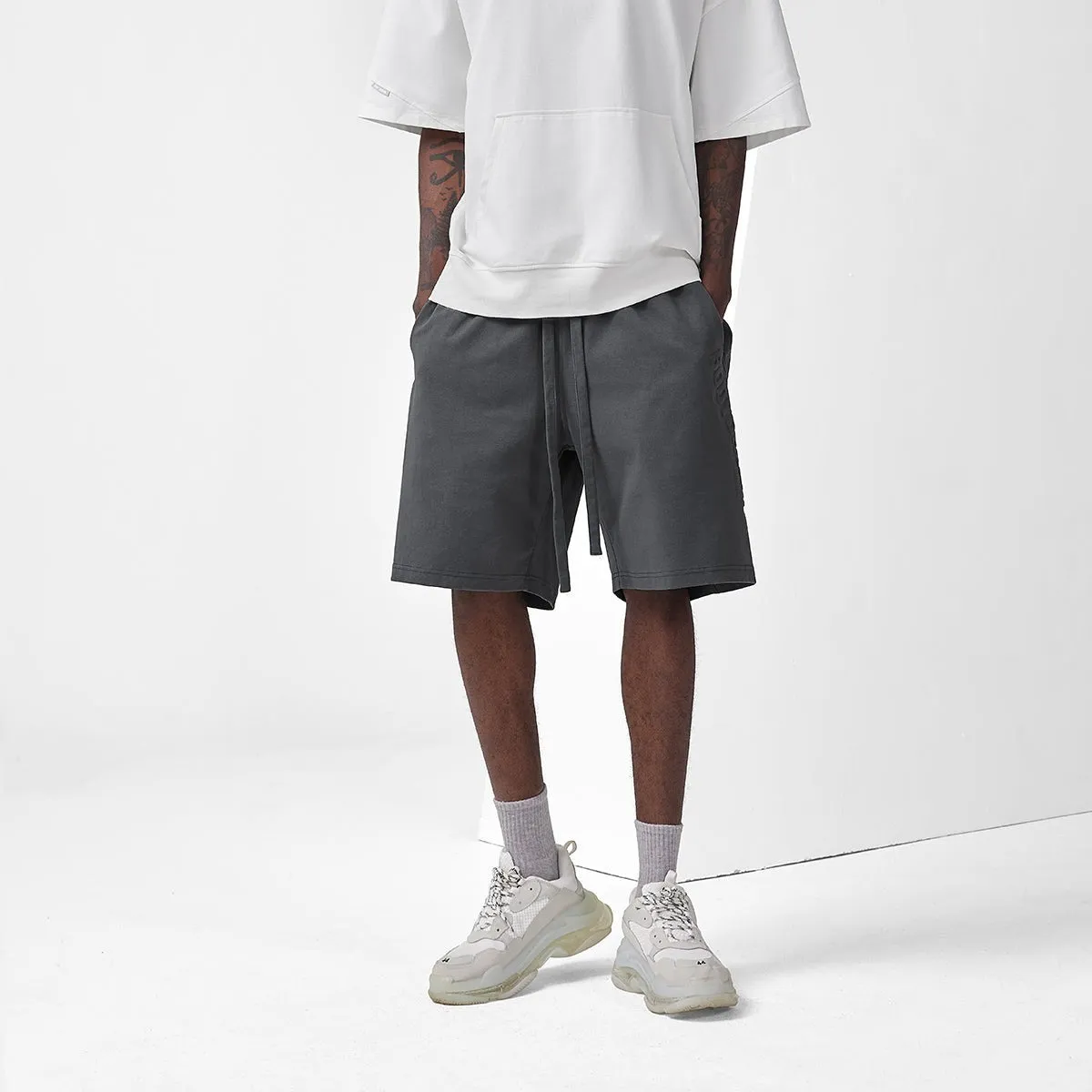 Cold Wall Logo Embossed Charcoal Track Shorts