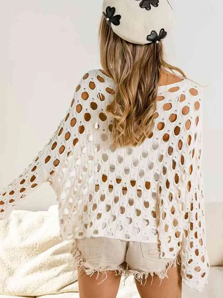 Cutout Round Neck Knit Top