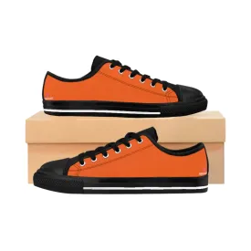 Dark Orange Women's Sneakers, Orange Solid Color Lightweight Low Tops Athletic Casual Shoes For Women (US Size: 6-12)