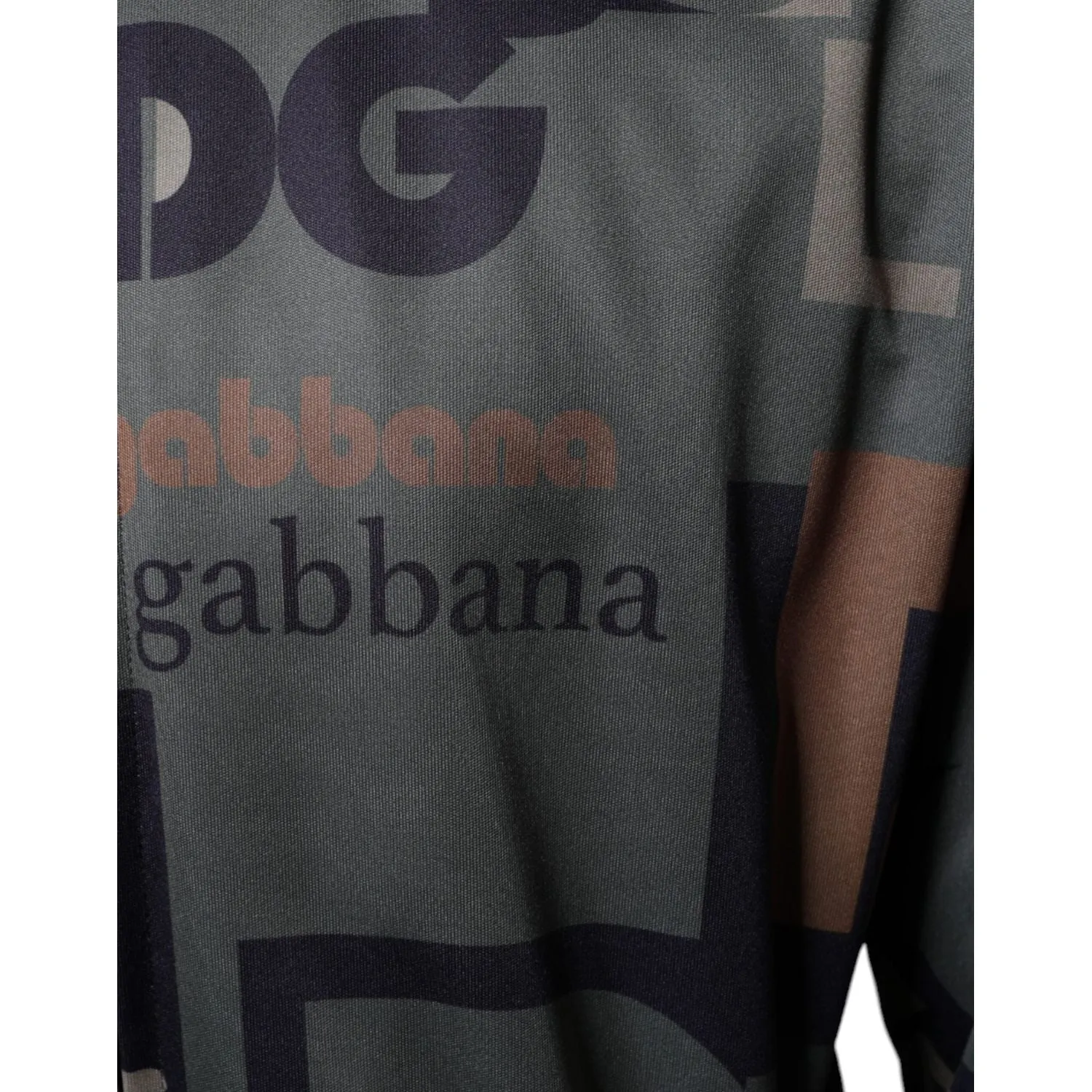 Dolce & Gabbana Army Green Logo Full Zip Polyester Sweater