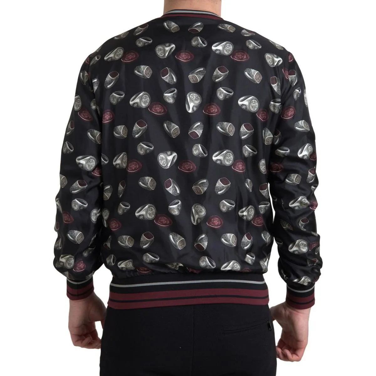 Dolce & Gabbana Elegant Silk Crewneck Pullover - Black Multicolor