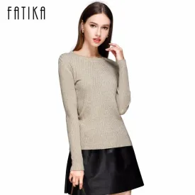 FATIKA Womens Autumn Winter Cashmere Blended Sweater O-Neck Pullovers Long Sleeve Jumpers Women's Knitted Sweaters