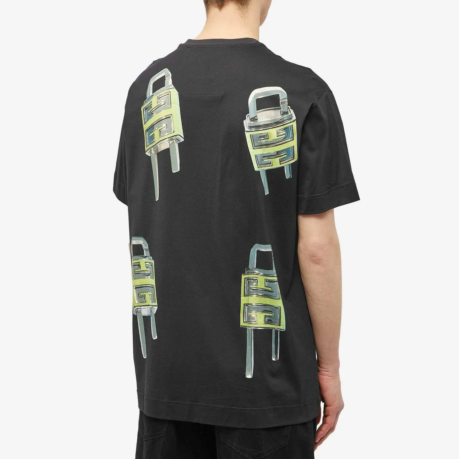 GI - Men 'Black' 4G Lock Graphic Printed Oversized T-Shirt GI796