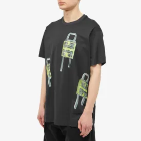 GI - Men 'Black' 4G Lock Graphic Printed Oversized T-Shirt GI796