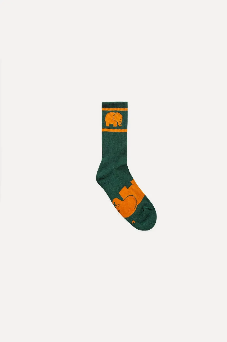 Green Organic Cotton Athletic Socks