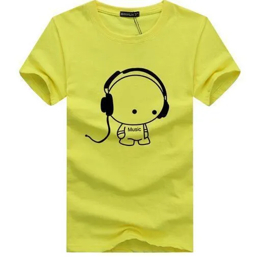 Headset Cartoon Printed Casual T Shirt Men