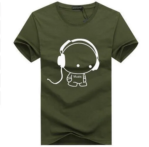 Headset Cartoon Printed Casual T Shirt Men