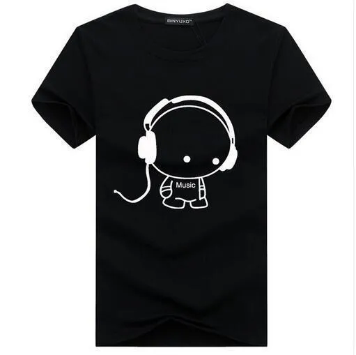 Headset Cartoon Printed Casual T Shirt Men