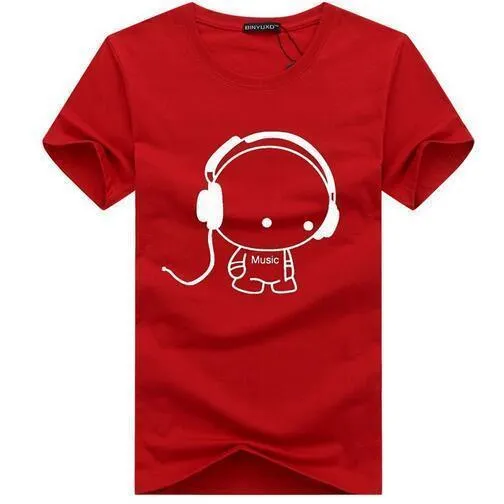 Headset Cartoon Printed Casual T Shirt Men