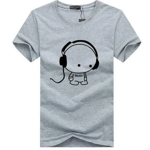 Headset Cartoon Printed Casual T Shirt Men