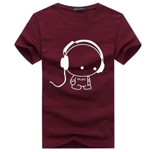 Headset Cartoon Printed Casual T Shirt Men