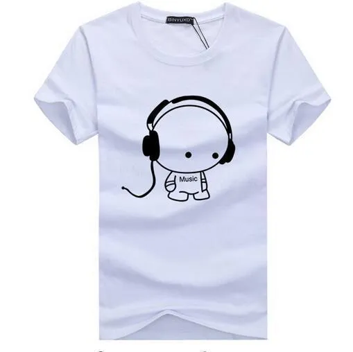 Headset Cartoon Printed Casual T Shirt Men