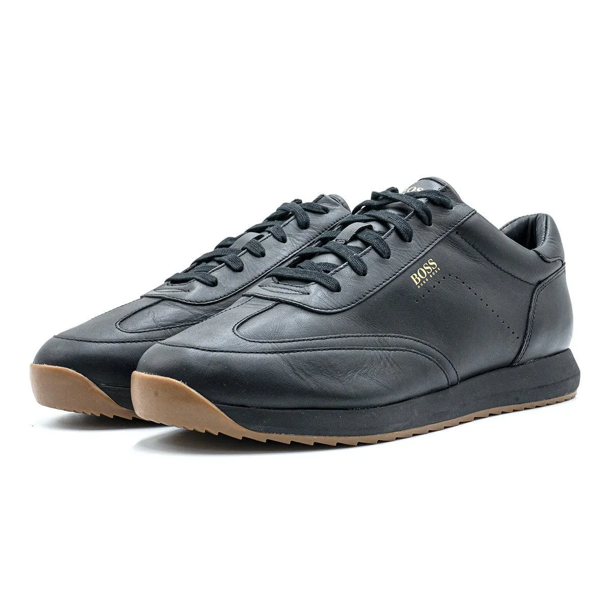 Hugo Boss Sonic Run Low-Top Sneakers Leather Black Colour For Men