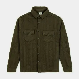 Jacquard Knit Mens Long Sleeve Shirt (Olive)