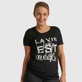 LA VIE EST BELLE - Graphic Letter T-Shirt - Black