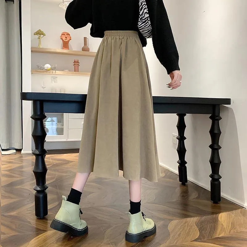 Lucyever Fashion High Waist Pleated Skirt Women Korean Elegant College Style Midi Skirt Ladies Spring Autumn Casual A-line Skirt