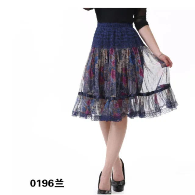 Makuluya 2017GIFT better lace skirts grace fashion women  skirt  large size print lace bohemia medium skirt beautiful lady skirt