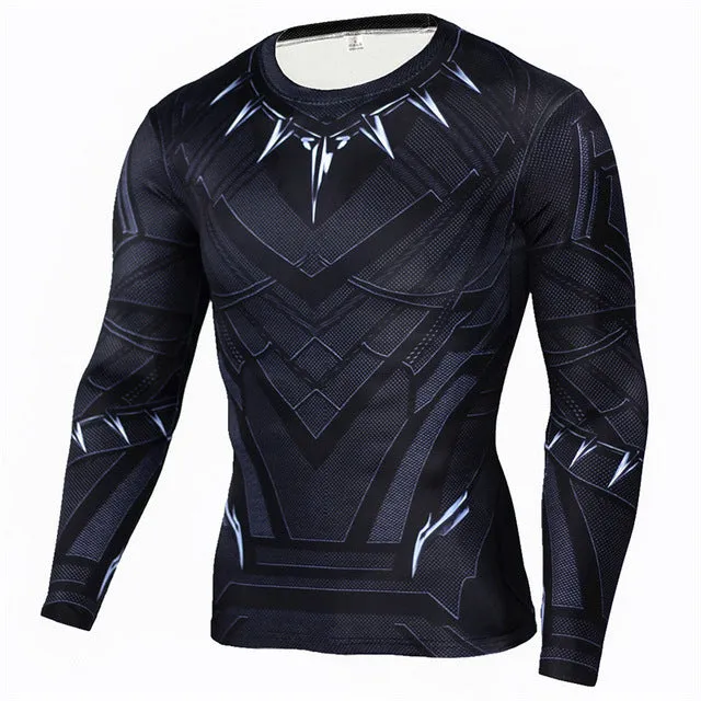 Men Crossfit Long Sleeve Compression Shirt 3D Anime Superhero Superman Captain America T Shirt Tights Fitness Men Tops & Tees