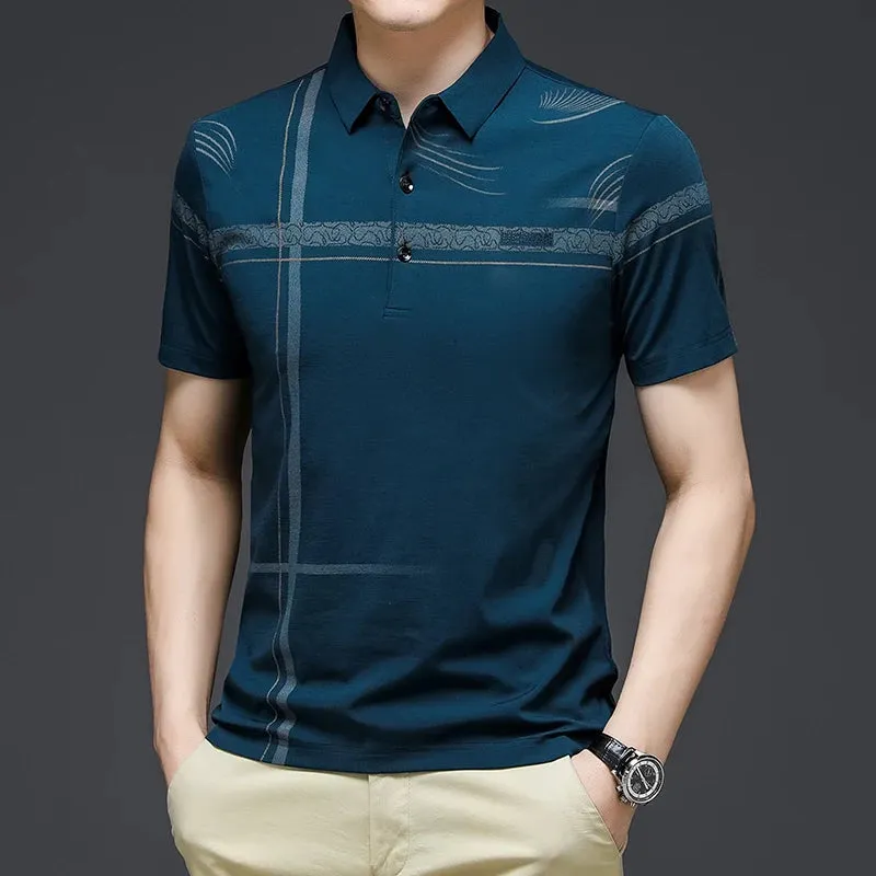 Men's Casual Fashion Polo Shirt Breathable and Comfortable Embroidered Top