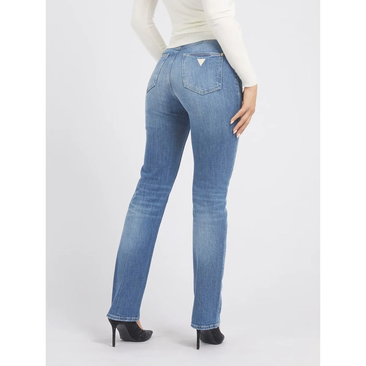 Mid Blue Straight High Rise Jeans