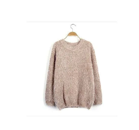 Mohair Pullover 2017 Autumn Winter Women's o-Neck Sweater Women Hedging Loose Pullover Casual Sweater Cheap Wholesale Drop Ship