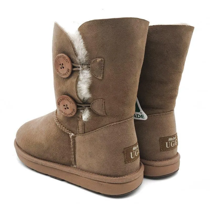 MUBO UGG Women Classic 2 Button 3/4 Short UGG Boots Australian Made Water-resistant