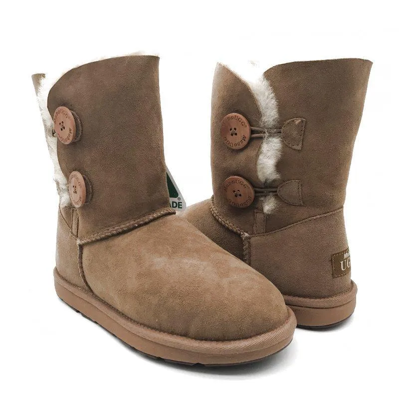 MUBO UGG Women Classic 2 Button 3/4 Short UGG Boots Australian Made Water-resistant