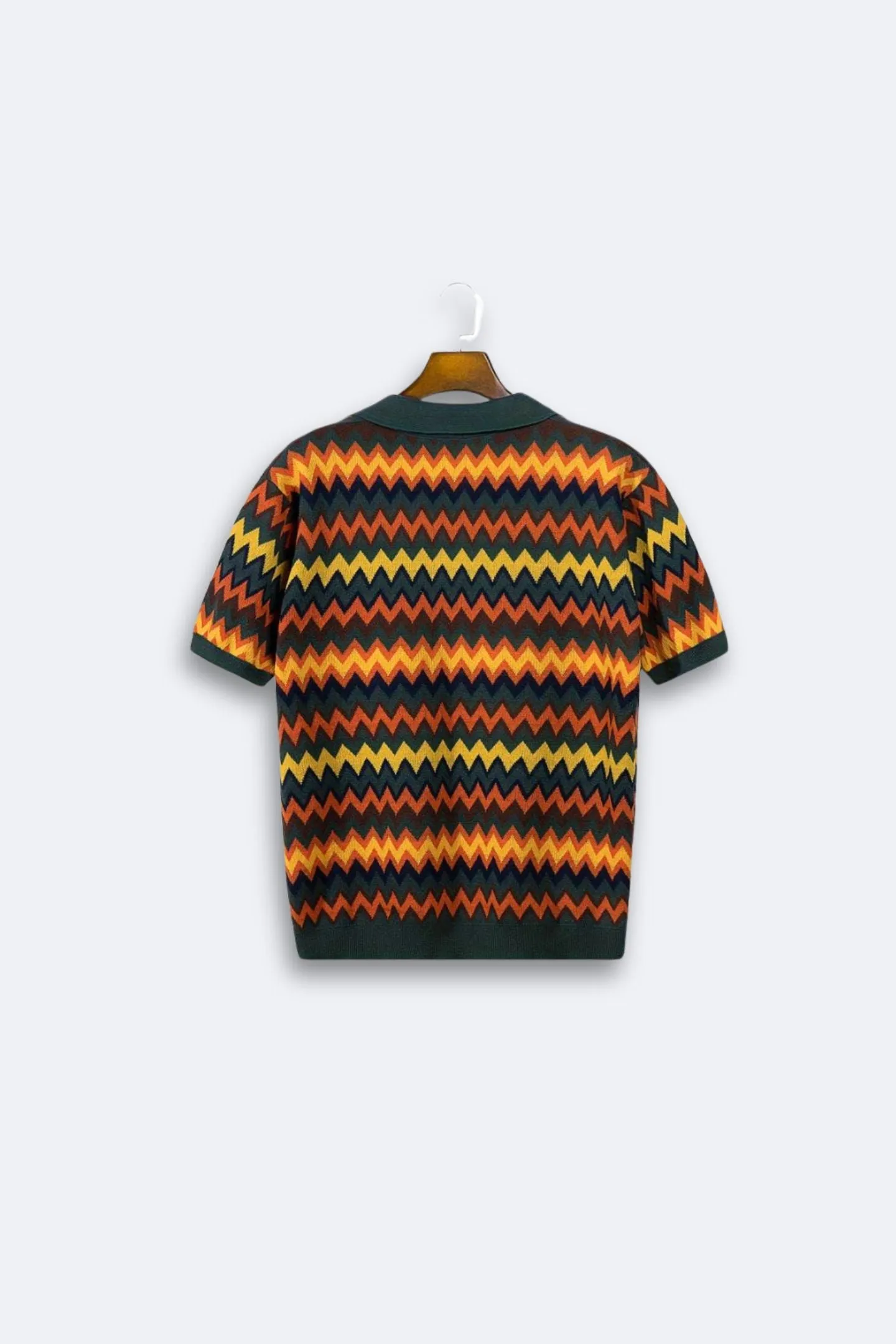 Old Money Wave Pattern Chic Knit Polo T-Shirt