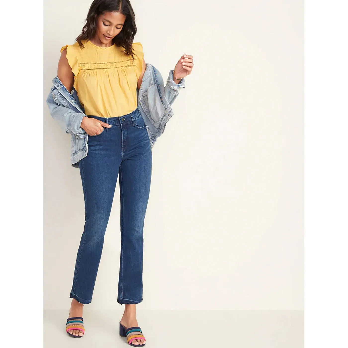 ON High Rise Raw Hem Flare Jeans