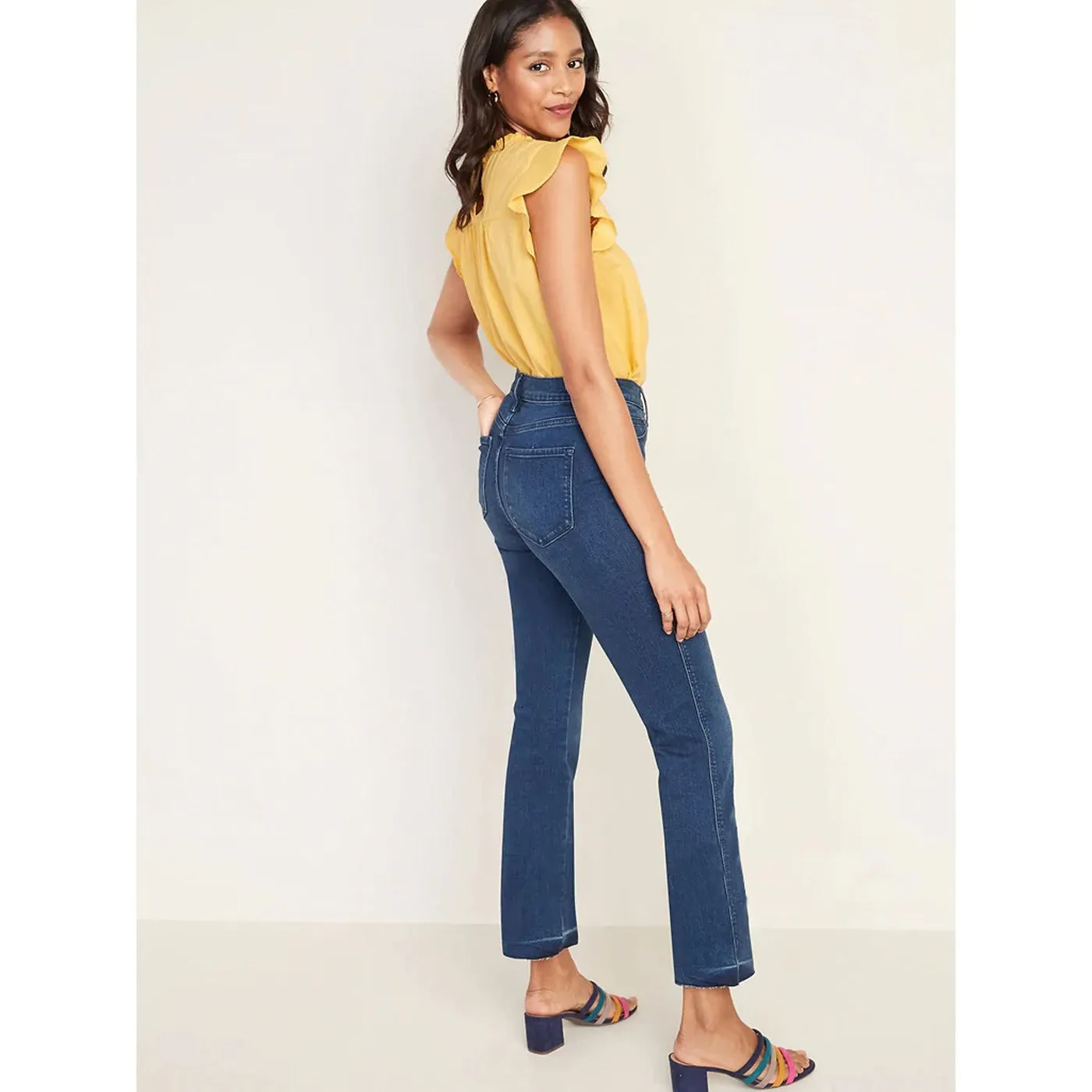 ON High Rise Raw Hem Flare Jeans