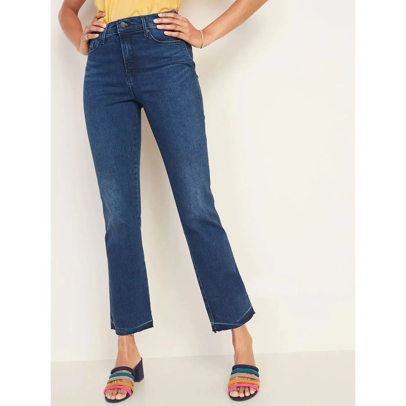 ON High Rise Raw Hem Flare Jeans