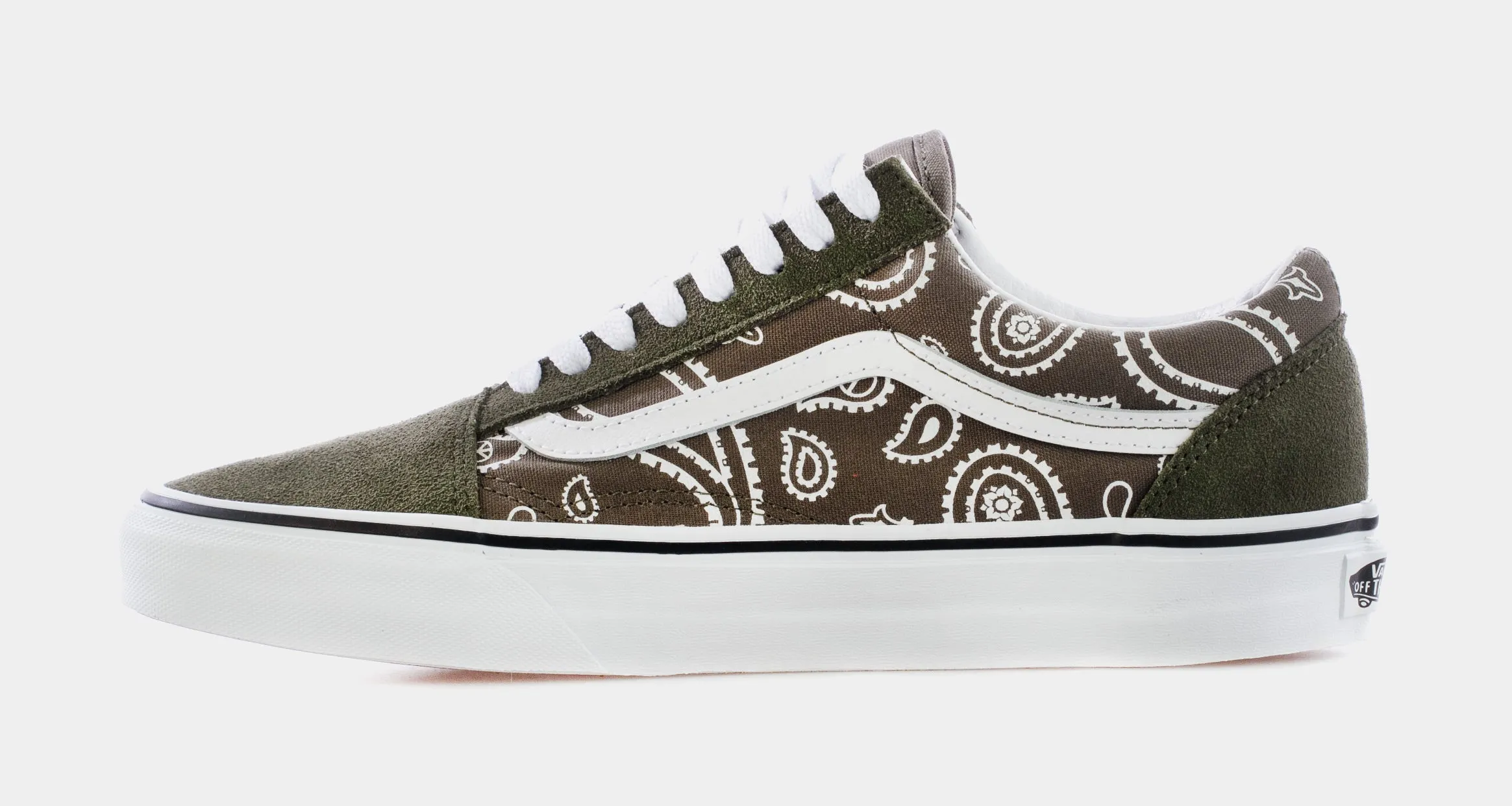 Peace Paisley Old Skool Mens Skate Shoes (Olive Green)