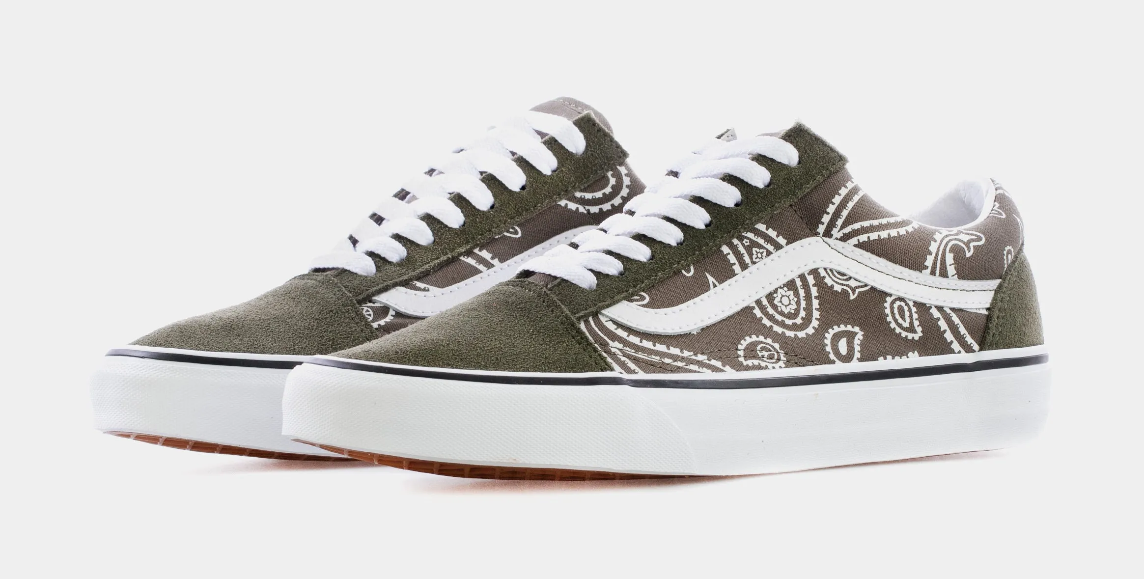 Peace Paisley Old Skool Mens Skate Shoes (Olive Green)