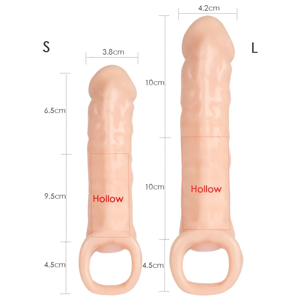 Penis Extender Sex Toys For Men Reusable Condom Dick Sleeve Adult Sex Toys Male Realistic Thick Cock Extender Delay Penis Sleeve