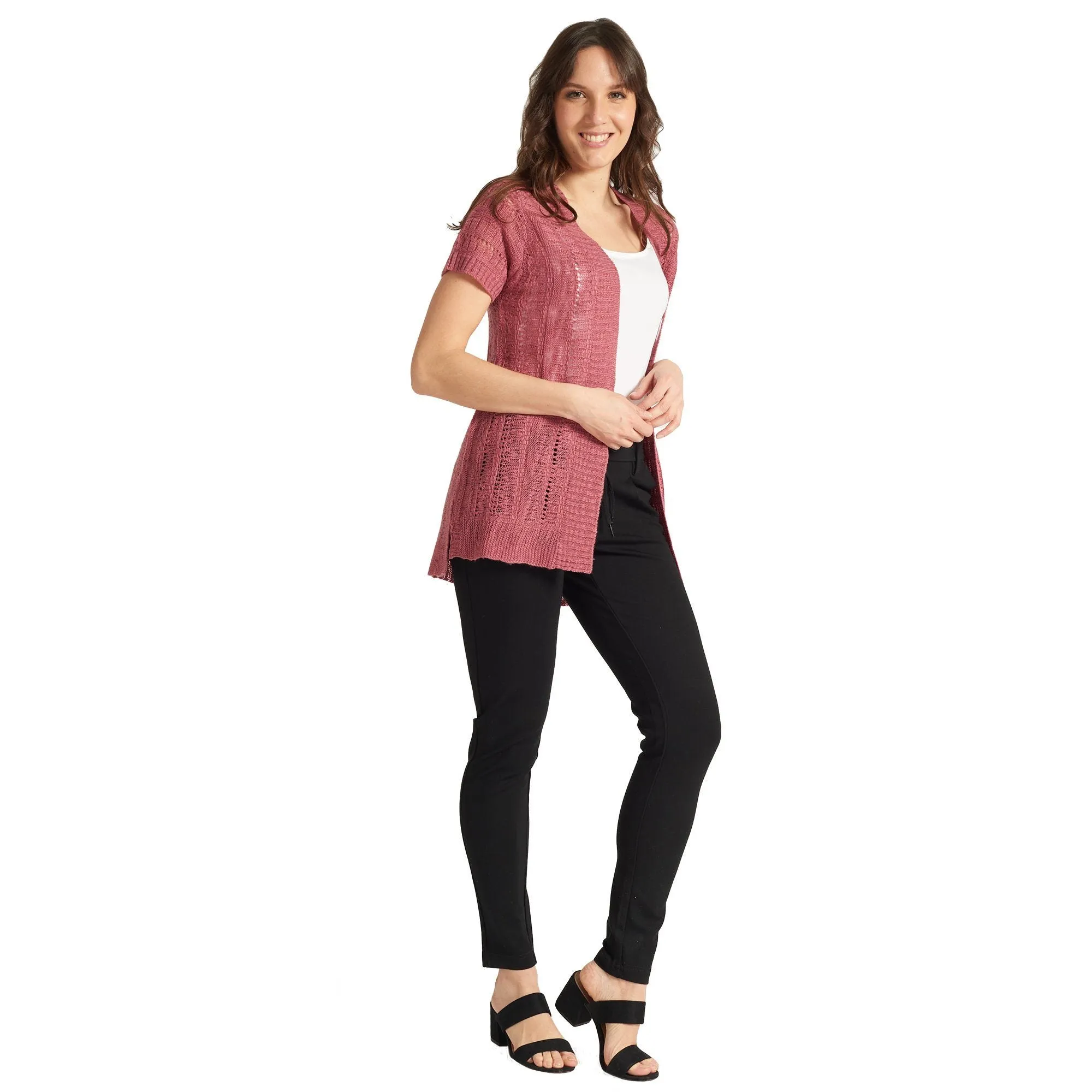 Pointelle Cardigan - Cassis