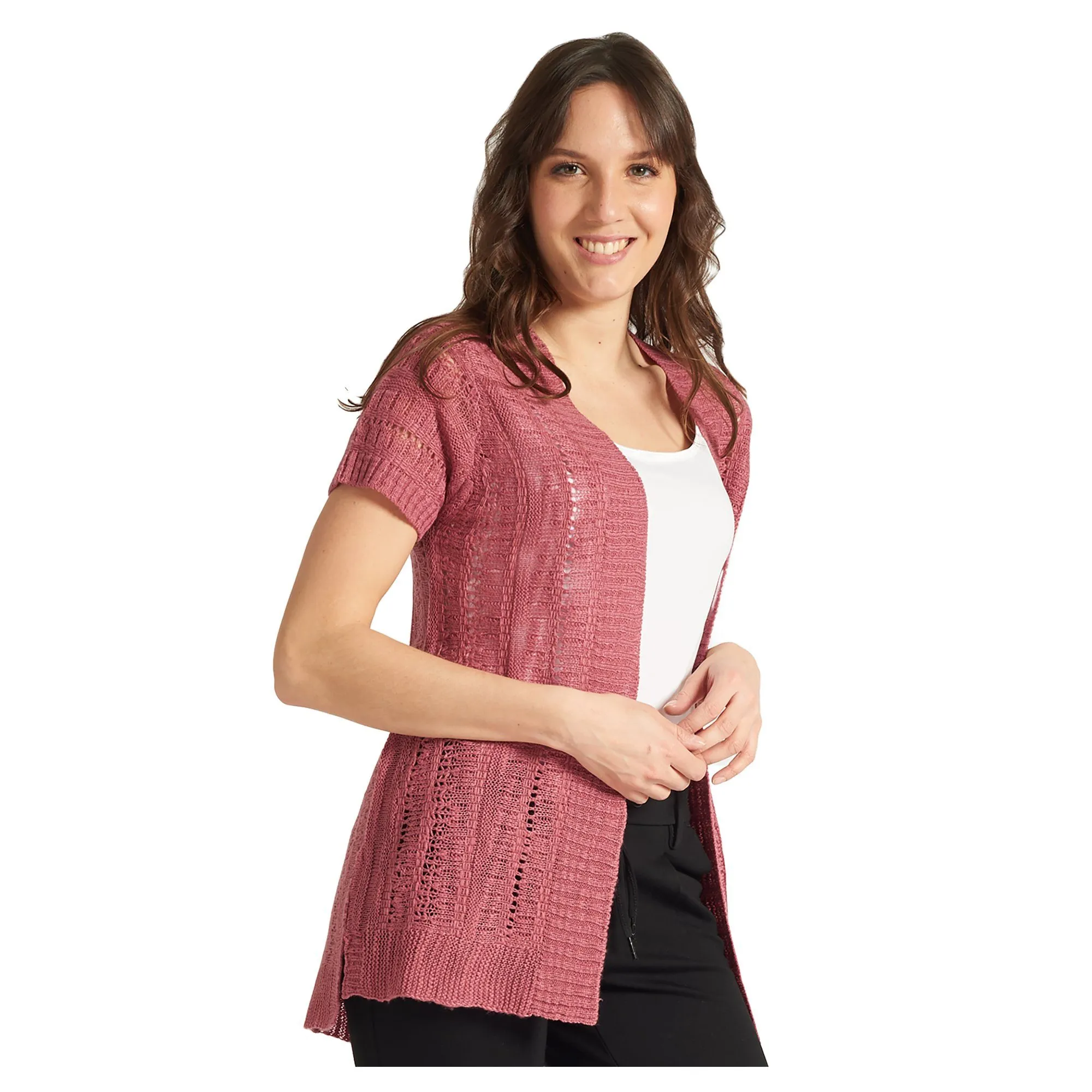 Pointelle Cardigan - Cassis