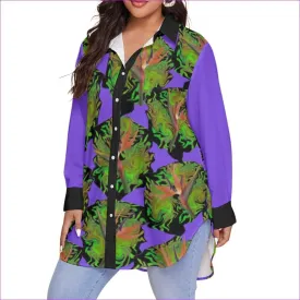 Psychedelic Paradise Womens Button-Up With Long Sleeve Voluptuous (Plus Size)