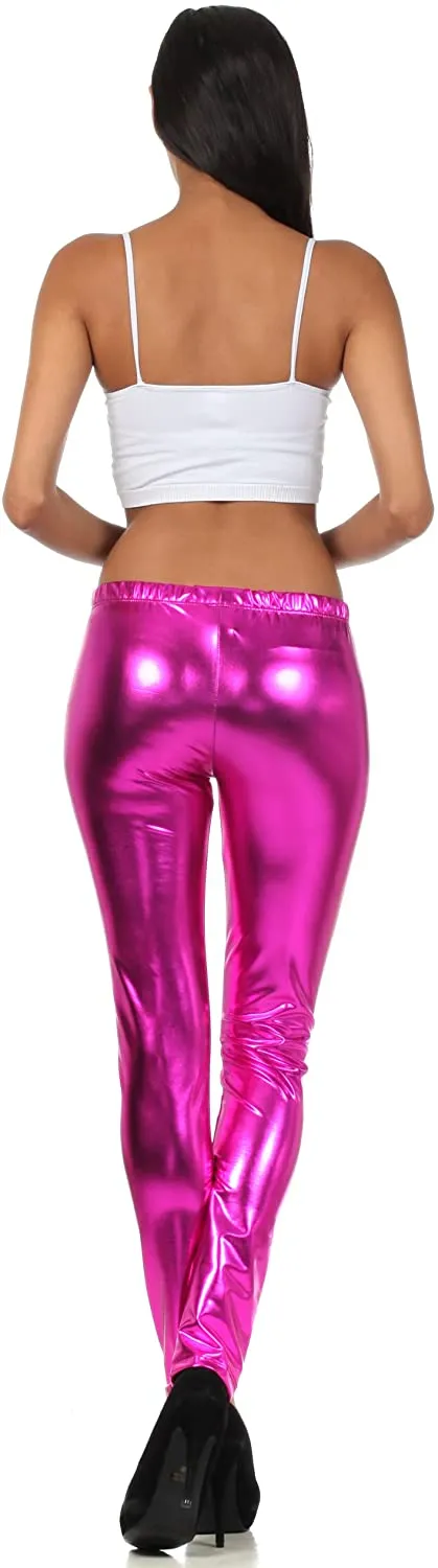 Sakkas Footless Liquid Wet Look Shiny Metallic Stretch Leggings