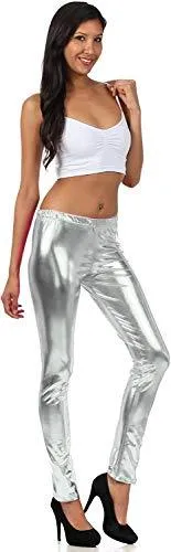 Sakkas Footless Liquid Wet Look Shiny Metallic Stretch Leggings