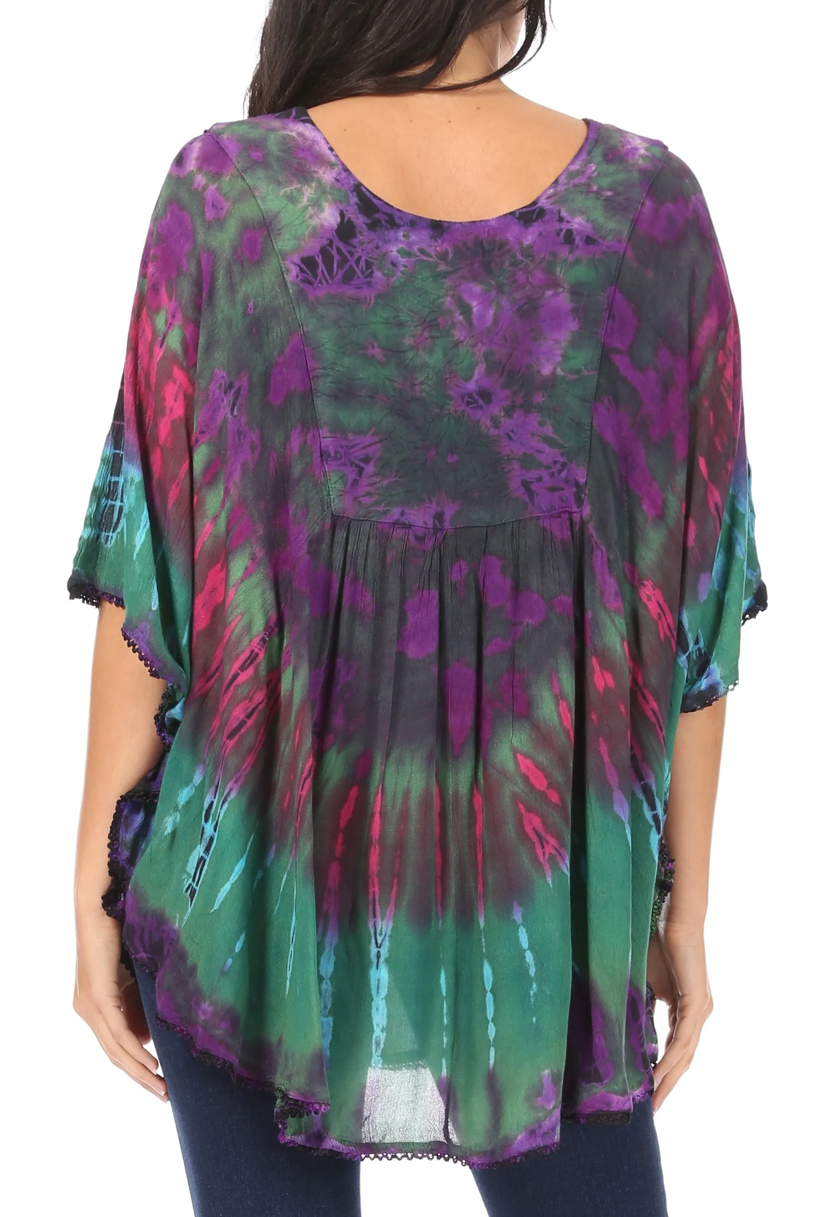 Sakkas Sunia Tie Dye Caftan Sleeve Blouse | Cover Up