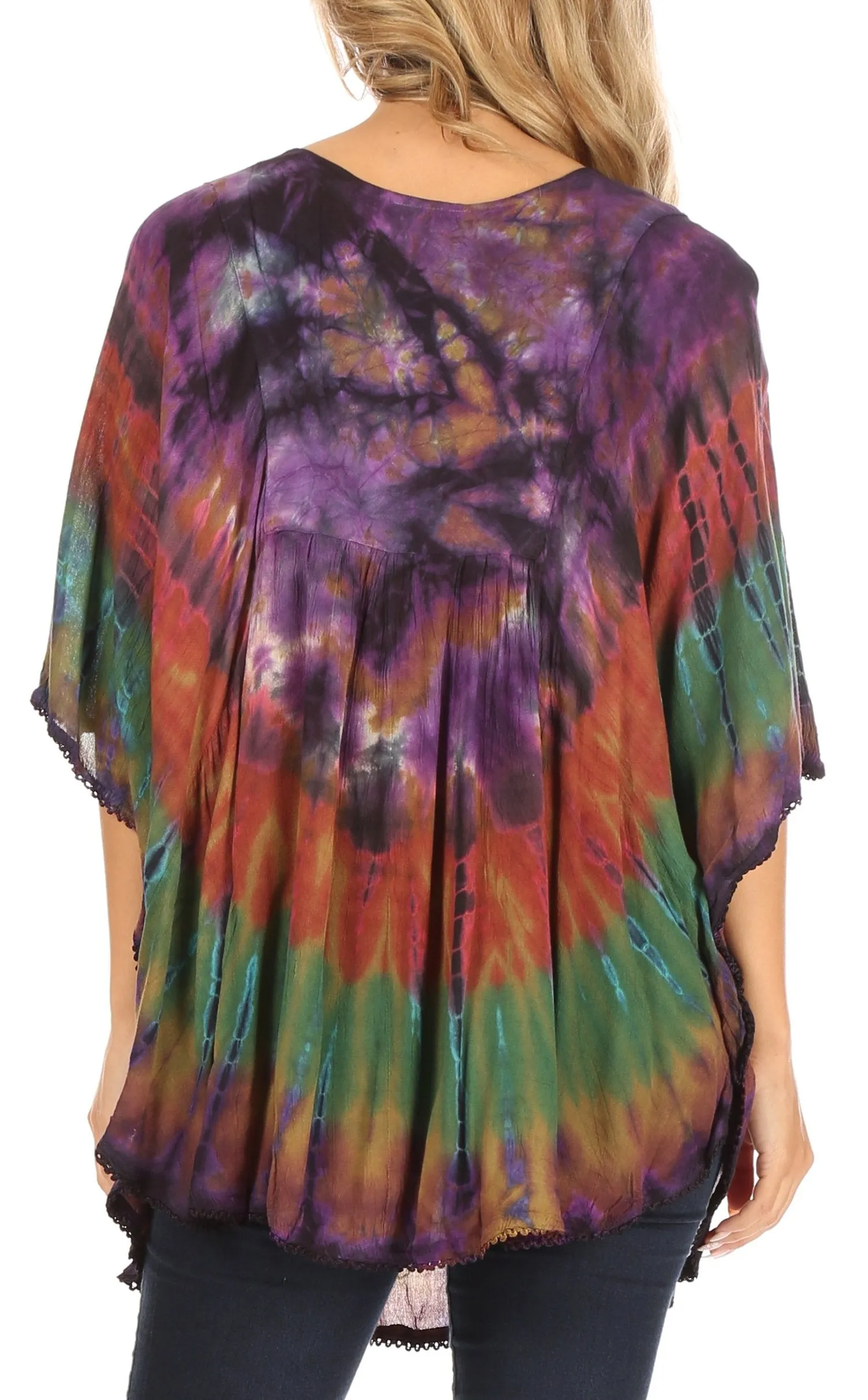 Sakkas Sunia Tie Dye Caftan Sleeve Blouse | Cover Up