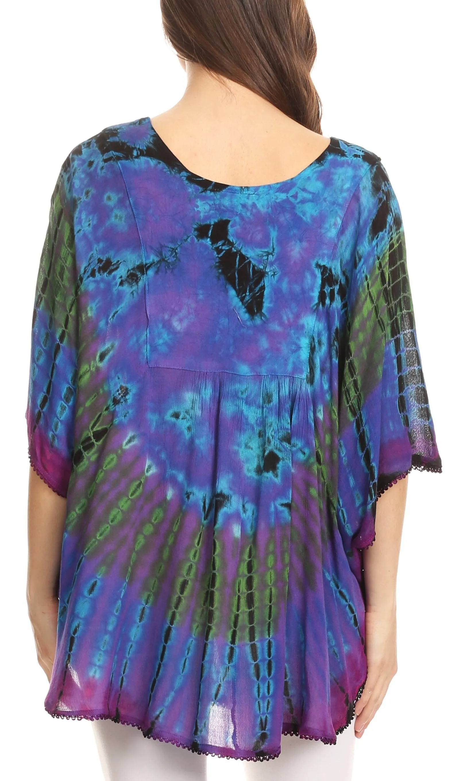 Sakkas Sunia Tie Dye Caftan Sleeve Blouse | Cover Up